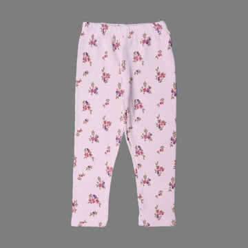 CREAM FLOWERS PRINTED THERMAL FABRIC PAJAMA TROUSER